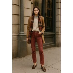 Pilcro Anthropologie Brown Corduroy Pants Slim Boyfriend Crop Women's 27 Petite